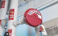 Safety Solutions: Valve covered with lockout and tagout